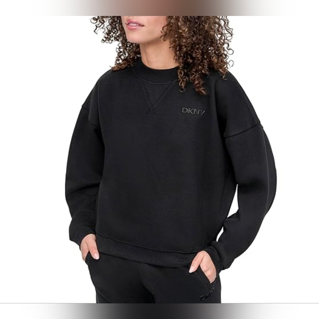 Nwt Dkny Womens Varsity Embroidered Logo Crewneck Sweatshirt